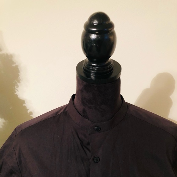 Slim Fit Banded Collar Short-sleeve Shirt - Picture 3 of 5